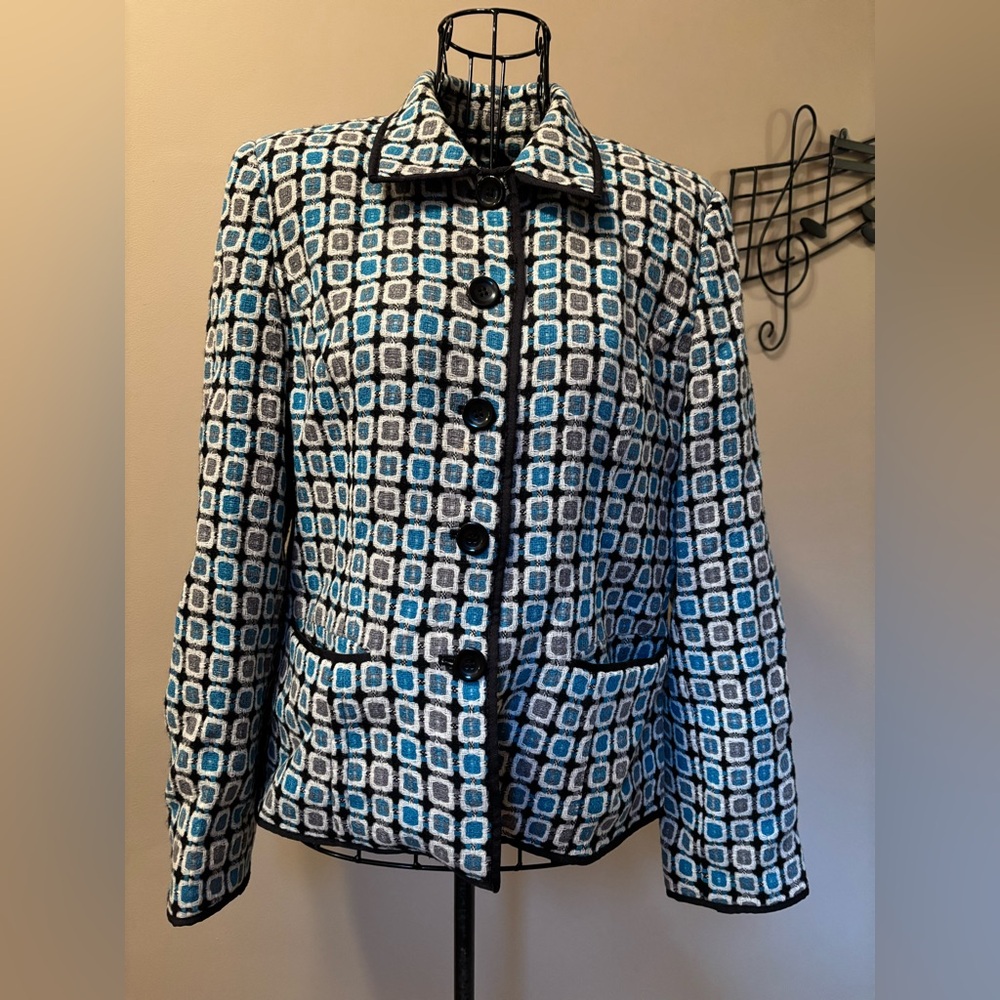 Style & Co. Stylish Blue, Gray and Black Women's Blazer fully lined pockets